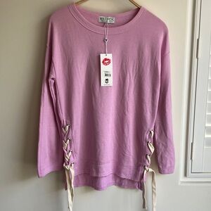 WILDFOX Jena Sweatshirt Lavender Pink Lace-Up on Sides Women’s Small NWT